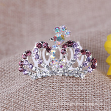 Kids Colorful Crown Rhinestone Tiara Comb for Party